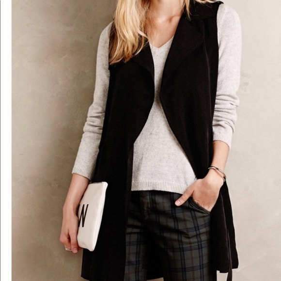 Anthropologie Jackets & Blazers - Anthropologie Elevenses Draped Trench Vest Black